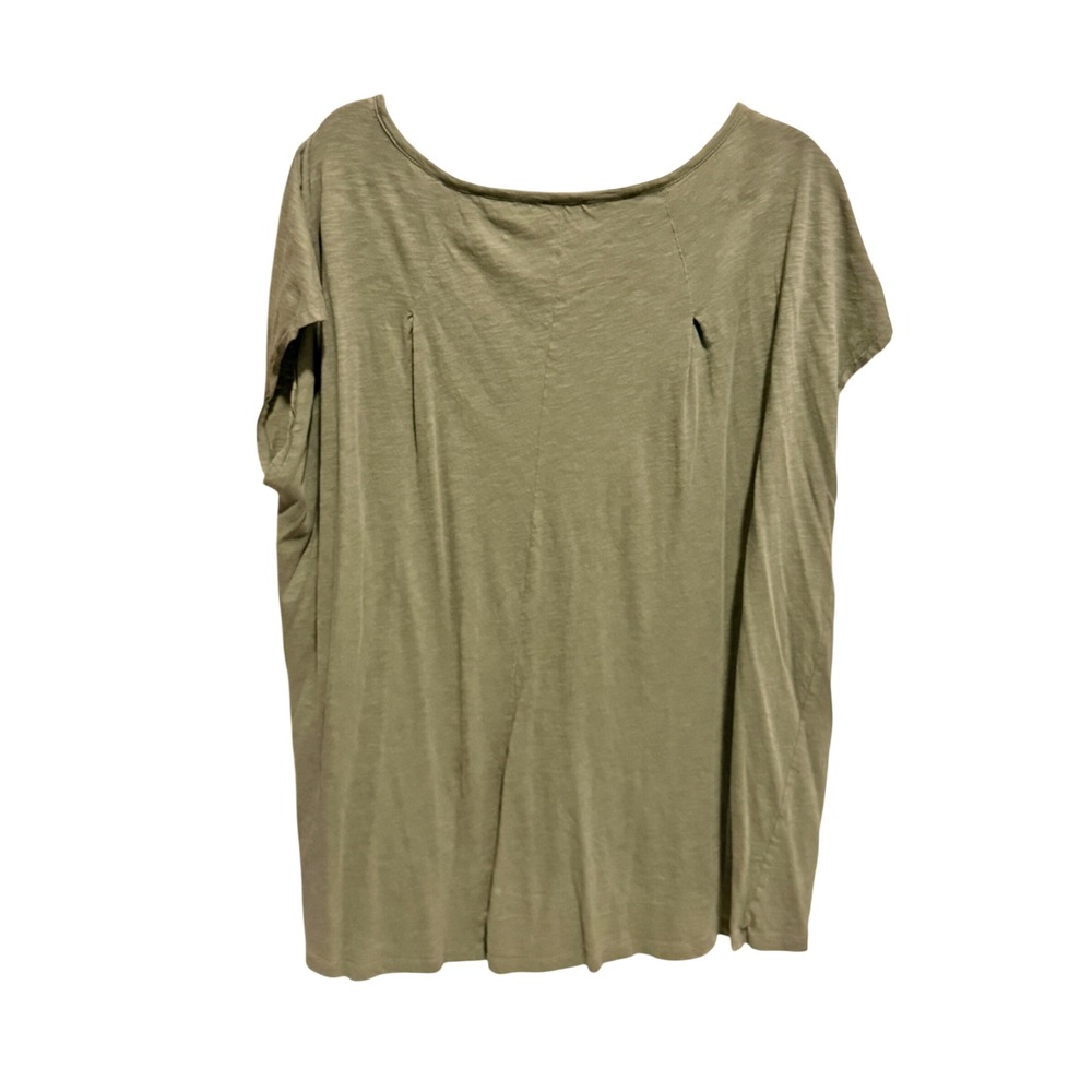 Susina Womens 3X Olive Green Scoop Neck Slub Knit Short Sleeve‎ High Low Tee Top - Picture 2 of 4